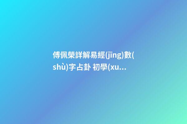 傅佩榮詳解易經(jīng)數(shù)字占卦 初學(xué)易經(jīng)六爻占卜的問題-第1張-觀點(diǎn)-玄機(jī)派